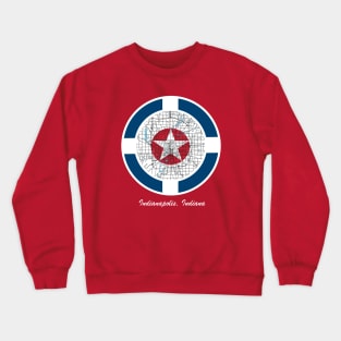 Indianapolis flag and map mashup Crewneck Sweatshirt